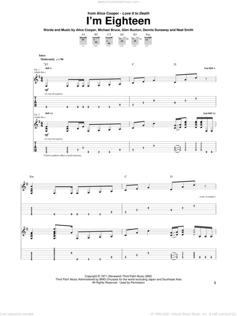 I M Eighteen Sheet Music For Guitar Tablature PDF
