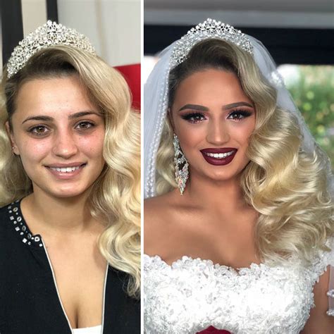 Pictures Captured Before And After Brides Got Their Wedding Makeup