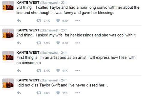 kanye west launches furious twitter tirade against taylor swift daily mail online