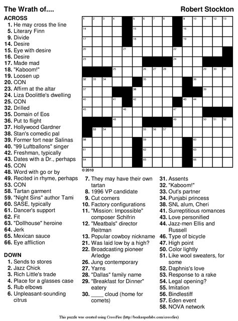 Printable Crossword Solutions Printable Crossword Puzzles