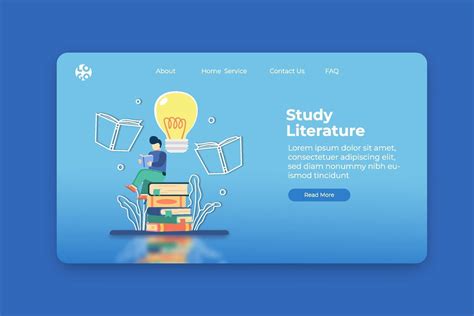 Modern Flat Design Vector Illustration Study Literature Landing Page