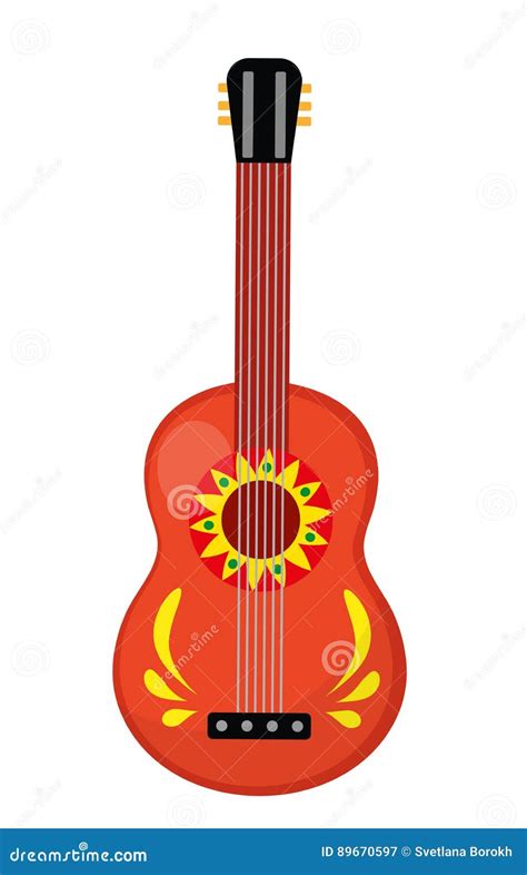 Cuatro Guitar Icon Flat Style Mexican Musical Instrument Isolated On