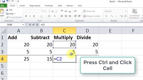 Ms Excel Add Subtract Multiply And Divide Quick Formula Youtube