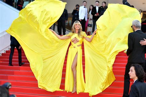 Heidi Klum In Zuhair Murad At The Th Cannes Film Festival Heidi Klum S Yellow Cutout Gown At