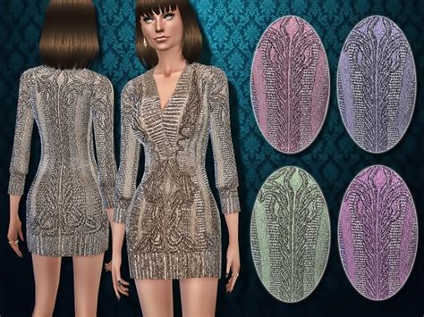 Deco Inspired Metallic Sweater Dress By Harmonia At Tsr Sims 4 Updates