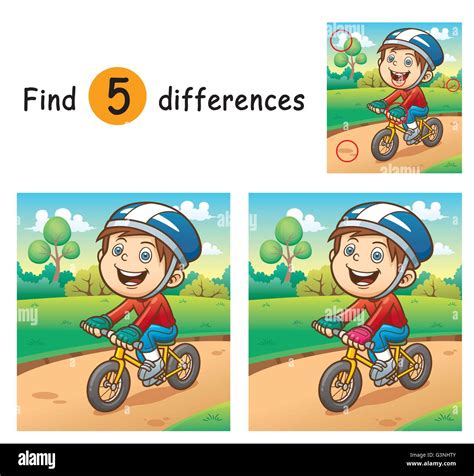 Vector Illustration Of Game For Children Find Differences Boy On A