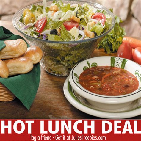 Find olive garden specials and coupons here to save on a meal for you or even the entire family. Hot Lunch Deal at Olive Garden - Julie's Freebies
