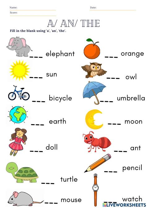 Articles Online Worksheet For Grade 2 You Can Do The Exercises Online