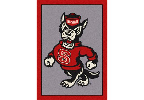 Area Rug With North Carolina State Wolfpack Mascot Sports Team Logo