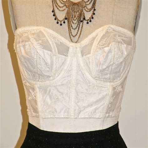 Vintage 50s White Long Line Bullet Bra By Daisysvtgclothesline