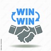 Win win words with cycle arrows and handshake vector icon. WIN-WIN ...