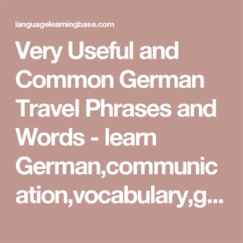 Very Useful And Common German Travel Phrases And Words Learn German