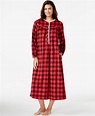 Lanz of salzburg Long Fleece Nightgown in Red | Lyst