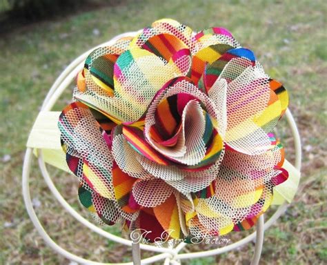 Rainbow Flower Headband Retro Rainbow Satin And Tulle Flower