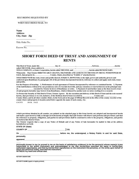 Free Deed Of Trust Template Uk Free Printable Templates