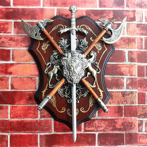 These are custom wood items so we need two weeks for delivery;less than 2 weeks will requires air mail delivery. Gift Wall Decor Medieval Double Axe Sword Shield Wall ...