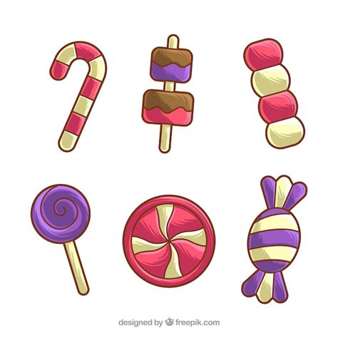Free Vector Colorful Candies Collection In Hand Drawn Style