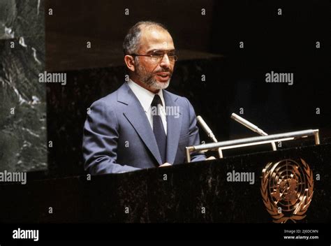 King Hussein Of Jordan Addressing United Nations New York City New