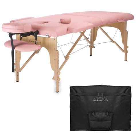Saloniture Professional Portable Folding Massage Table With Carrying Case Pink
