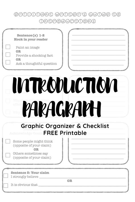 Free Printable Introduction Paragraph Graphic Organizer Readwritethrive