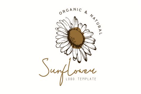 Sunflower Hand Drawn Floral Logo Premium Graphic By Byemalkan