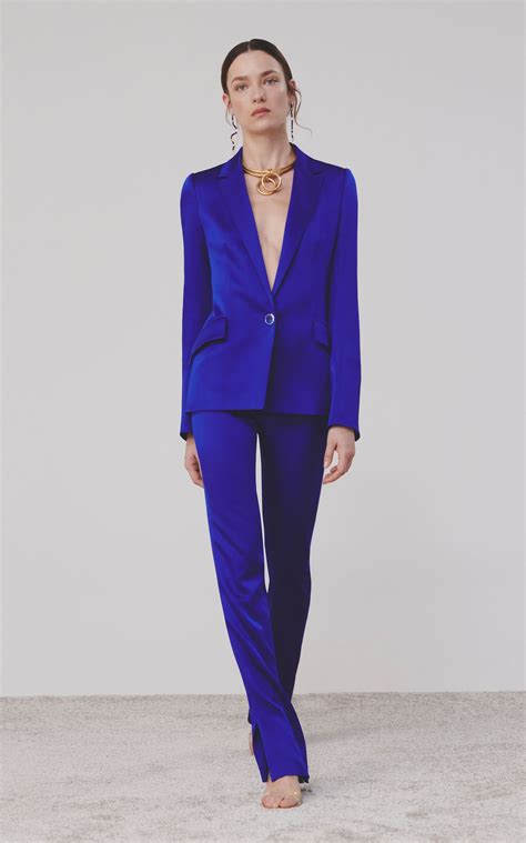 Blue Satin Suit Womens Suzie Upchurch