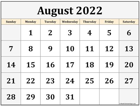 August 2022 Calendar Printable Printable Word Searches