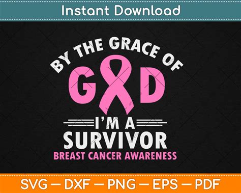 Breast Cancer Survivor Support Pink Ribbon Grace God Svg Png Design Cut