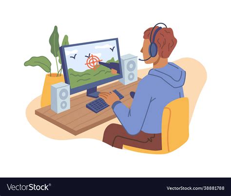 Child Teen Playing Online Video Games On Computer Vector Image