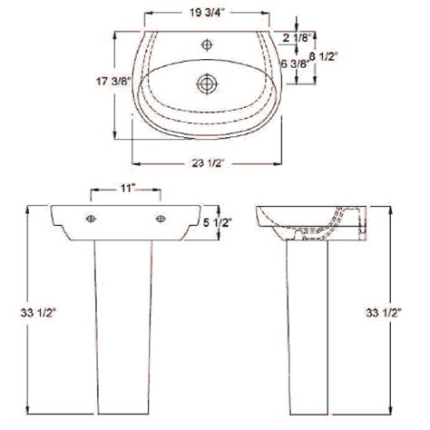 The small pedestal sink is a standalone sink that is commonly installed without vanity or cabinet top. 23-1/2" x 17-3/8" basin, 21-3/4" x 12-1/8" interior basin ...