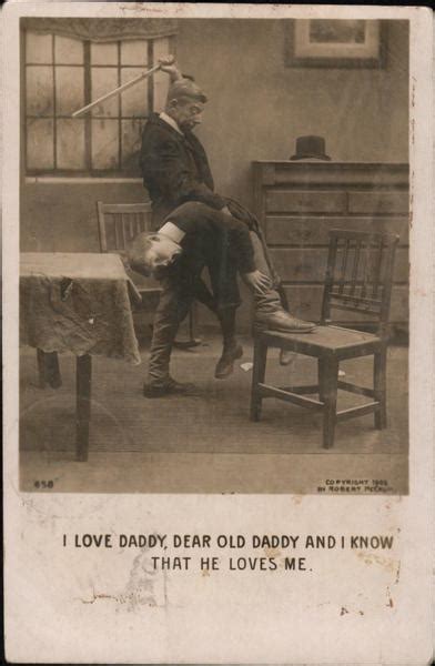 Daddy Spanks Boy With Stick Spanking Postcard