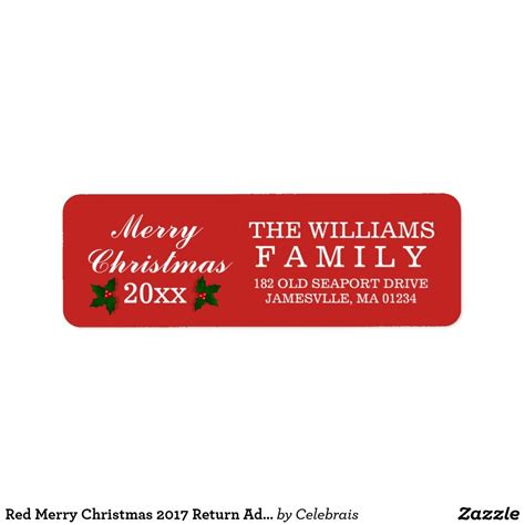 Red Merry Christmas Return Address Labels Christmas Return