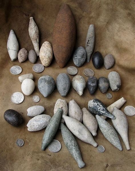 Collection Of Ancient Native American Charmstones And Plummets From