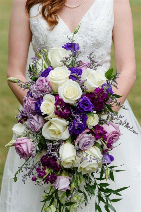 Cascading Wedding Bouquet In Shades Of Purple A Fairytale Wedding In