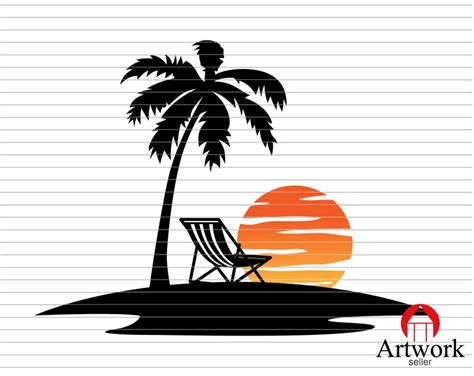 Palm Tree Svg Palm Sunset Chair Beach Summer Cut File Svg Png Etsy
