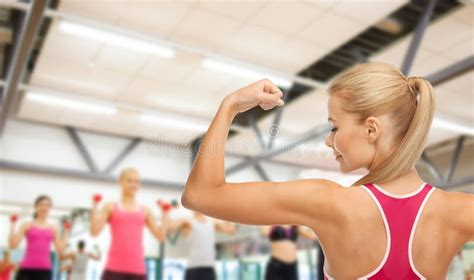 Sporty Woman Showing Her Biceps Stock Photo Image Of Arms Closeup