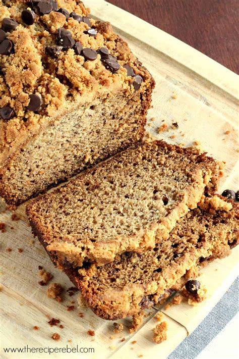 I used all brown sugar to really up the moist factor, and i make the streusel topping: Peanut Butter Chocolate Chip Streusel Banana Bread - The ...
