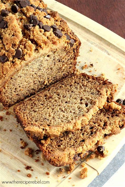 Preheat oven to 350 degrees f (180 degrees c) and place oven rack to middle position.butter (or spray with a non stick vegetable spray) the bottom and sides of a 9 x 5 x 3 inch (23 x 13 x 8 cm) loaf pan. Peanut Butter Chocolate Chip Streusel Banana Bread - The Recipe Rebel