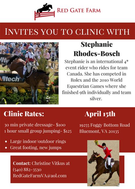 Clinic Stephanie Rhodes Bosch April 15th