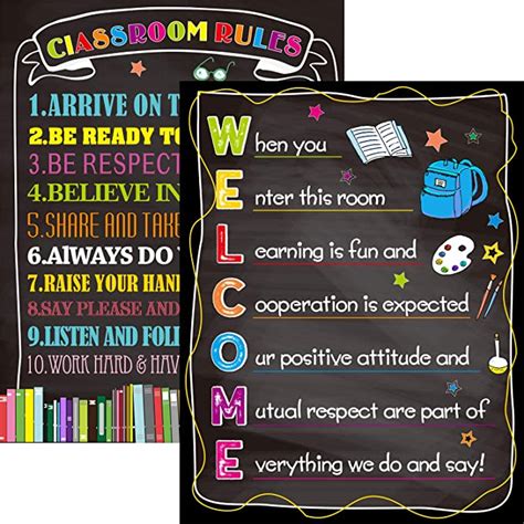 classroom poster set decorations welcome back to school classroom rules poster for