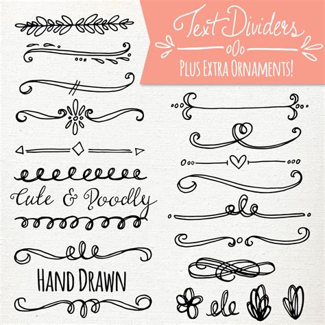 Doodly Text Divider Clip Art Vector Ps Brushes Png Files Hand