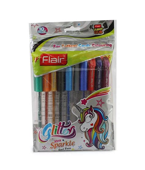 Flair Multi Colour Glitter Xtra Sparkle Gel Pens Set Of 10