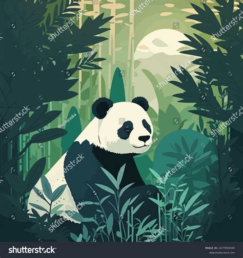Giant Panda Bamboo Forest Threatened Endangered Stock Vector Royalty