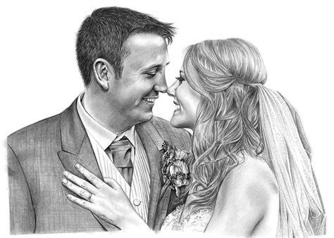 Pencil Drawing Of Bride And Groom Pencil Sketch Portraits