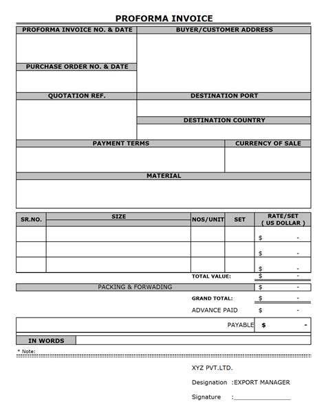 Proforma Invoice In Word Format Invoice Template Ideas