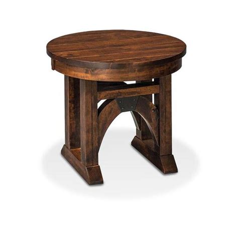 Simply Amish Bando Railroad Trestle Bridge Round End Table In Your Choice