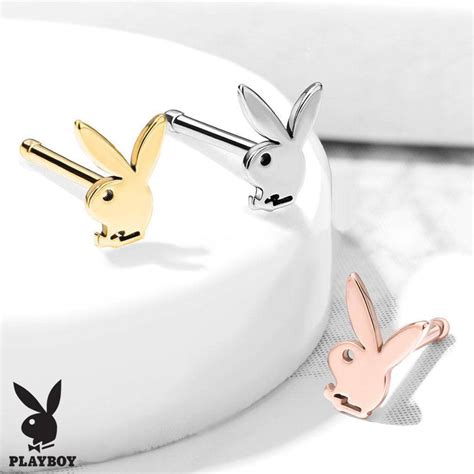 316l Surgical Steel Playboy Bunny Ball End Nose Pin Pierced Universe