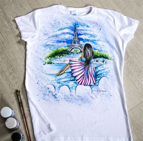 Hand Painted Clothing T Shirt Apparel Style Wear Paris Hand