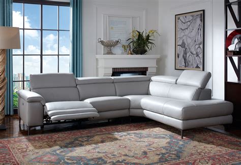 Real Leather Contemporary Sectional With Power Recliner This Sectional