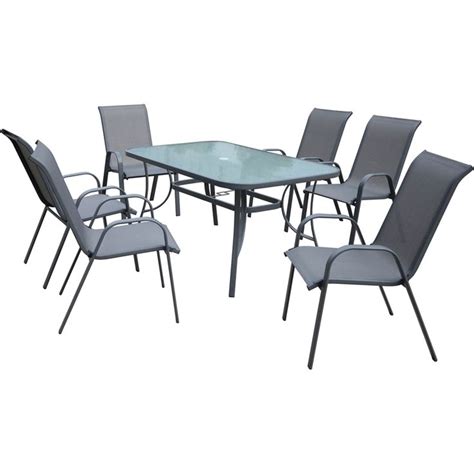 Marquee 7 Piece Steel Sling Back Outdoor Setting Outdoor Dining Table